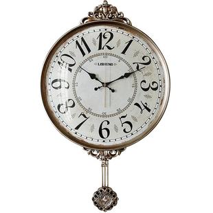 丽盛欧式挂钟客厅创意时钟大气艺术壁钟复古家用摆钟大号静音钟表