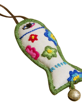 原创手工刺绣布艺长款女士毛衣链