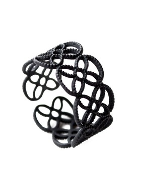 镂空小众设计时尚个性风黑色戒指