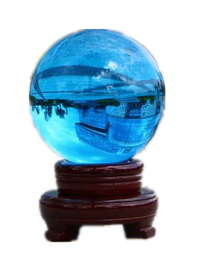 湖蓝色人造水晶球玻璃家居摆件