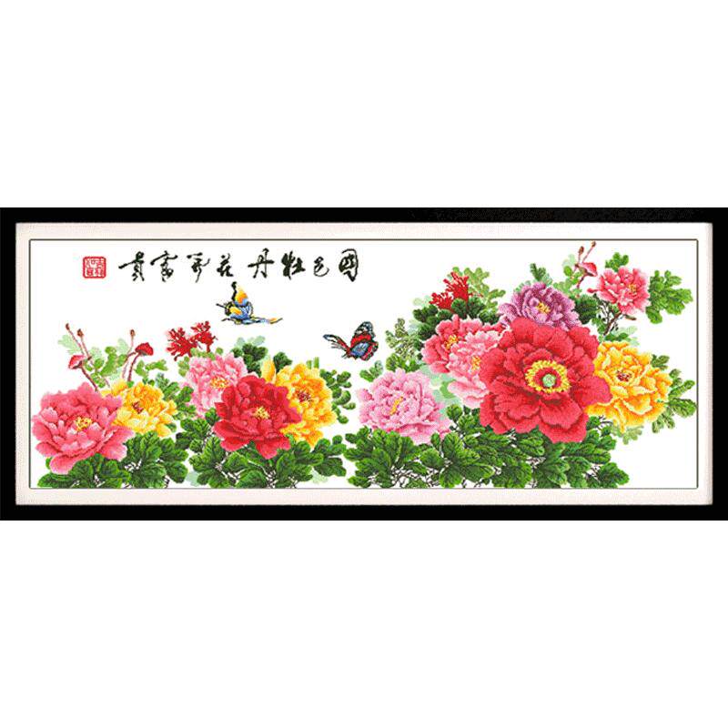 风景画客厅风景画花开富贵十字绣