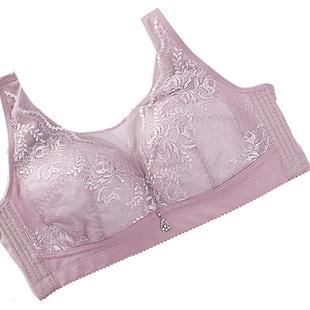 内衣女薄款无钢圈缩胸神器全罩杯聚拢收副乳胖mm大码大胸显小文胸