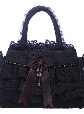优雅复古宫廷哥特洛丽塔包蕾丝包包女珍珠软妹lolita黑色手提包