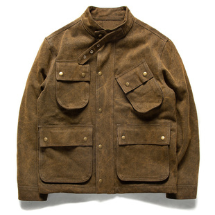 LifeCycle秋冬重磅油蜡防水男士夹克阿美咔叽美式复古机车厚外套