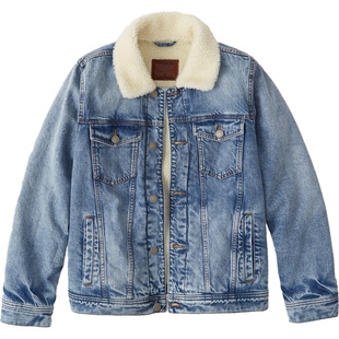 美国Abercrombie Fitch小鹿AF冬牛仔夹克男加绒厚外套修身213890