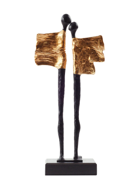 新中式风玄关样板房艺术人物雕塑