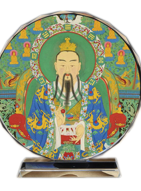 三清祖师元始天尊画像水晶摆件