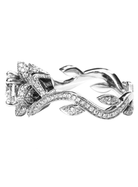 定做藤蔓纯银镀金婚戒