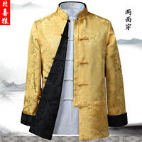 Spring and Autumn new men's casual jacket, long-sleeved, double-sided Tang suit men's wear, button-up, retro Chinese style, plover top thumbnail 6