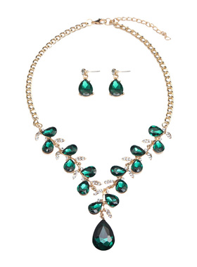 欧美奢华水晶宝石礼服女短项链