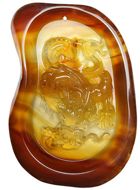 天然a货冰种玉石玛瑙高冰龙牌