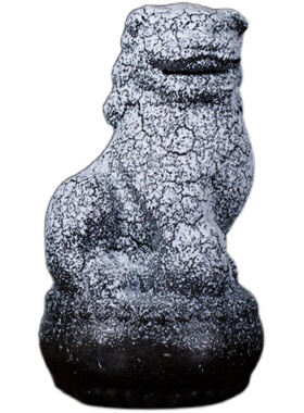 磨砂黑陶瓷狮子中式风一对摆件