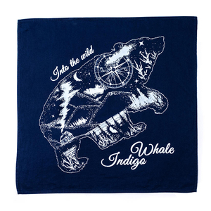 鲸蓝Indigowhale古法蓝染手工拔染方巾bandana scarf美式复古熊