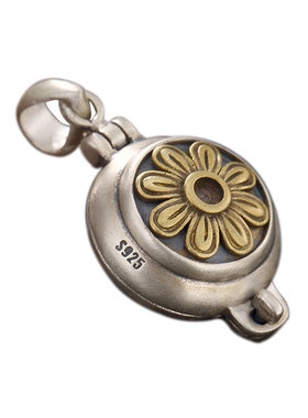 可打开小雏菊空心项链纯银嘎乌盒