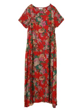 棉质印花民族风短袖连衣裙女夏季