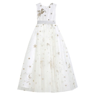 儿童礼服白色女童婚纱花童公主裙生日宴会晚礼服女孩小主持人服装