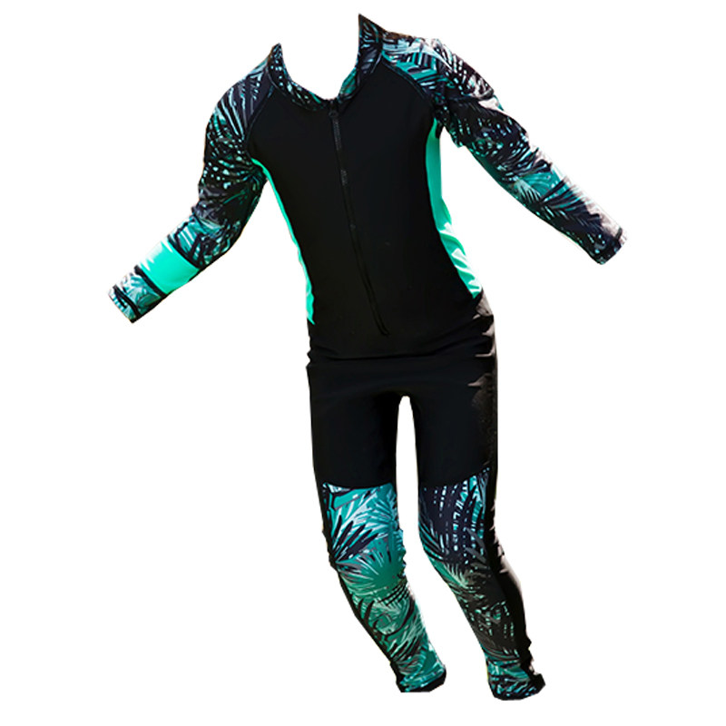 儿童连体平角防晒泳衣长袖长裤女童宝宝速干防水母中小女孩泳装夏