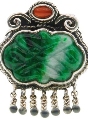 承李李原创设计 高端订制珠宝玉石纯银镶嵌中国风 翡翠戒指