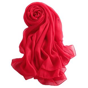 红色丝巾女款2026新款真丝围巾纱巾本命年大披肩薄款杭州丝绸高端