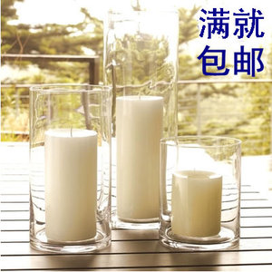透明玻璃蜡烛台 落地直筒玻璃瓶 婚庆蜡烛路引 柱蜡烛台 玻璃烛台