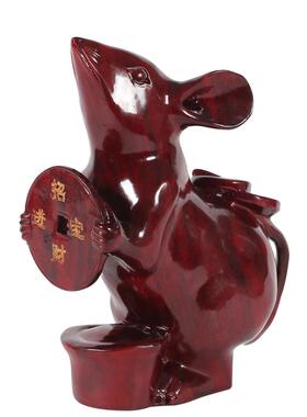 摆件实木雕刻生肖鼠客厅开业礼品