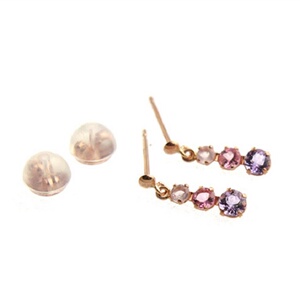 超美日本代购饰品渐变色天然紫水晶粉水晶碧玺吊坠玫瑰金耳环耳钉