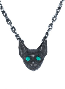 白木黑冰原创斯芬克斯纯银猫吊坠