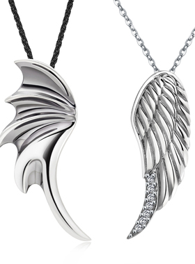 比翼双飞情侣项链纯银羽毛吊坠