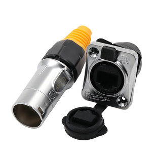 凌科防水连接器YT-RJ45航空插头插座 双网口网络接口插头RJ45母座