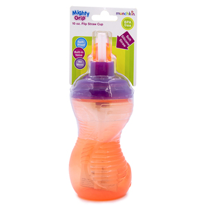 麦奇肯Munchkin mighty grip儿童吸管可隐藏弹出防漏吸管杯10安士