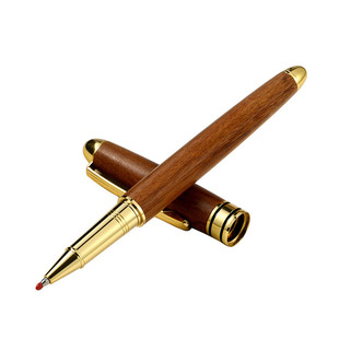 幽雅斋红木黄铜宝珠笔金属檀木签字笔木质水笔中性笔商务礼品笔
