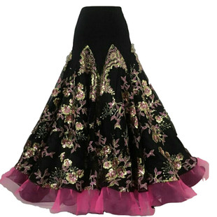 定做新款摩登舞交谊舞大摆裙华尔兹舞蹈比赛演出裙子舞厅跳舞裙女