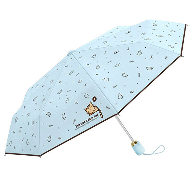 韩国女创意小猫咪三折叠全自动遮阳伞黑胶防紫外线学生晴雨两用伞