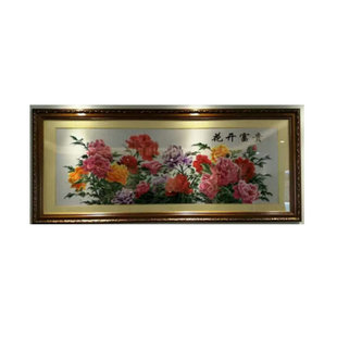 花开富贵客厅背景墙牡丹花装饰画苏绣苏州刺绣机绣礼品精品十字绣