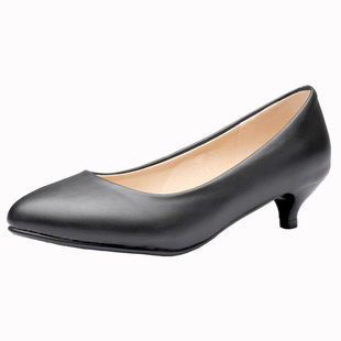 空乘高跟鞋女职业黑色皮鞋软底礼仪工装鞋空姐工作鞋公务员面试鞋