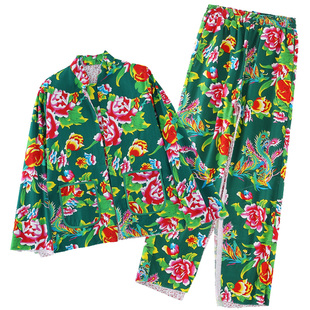 东北大花布纯手工棉花棉衣棉服棉袄片子男棉裤套装半成品中老年人