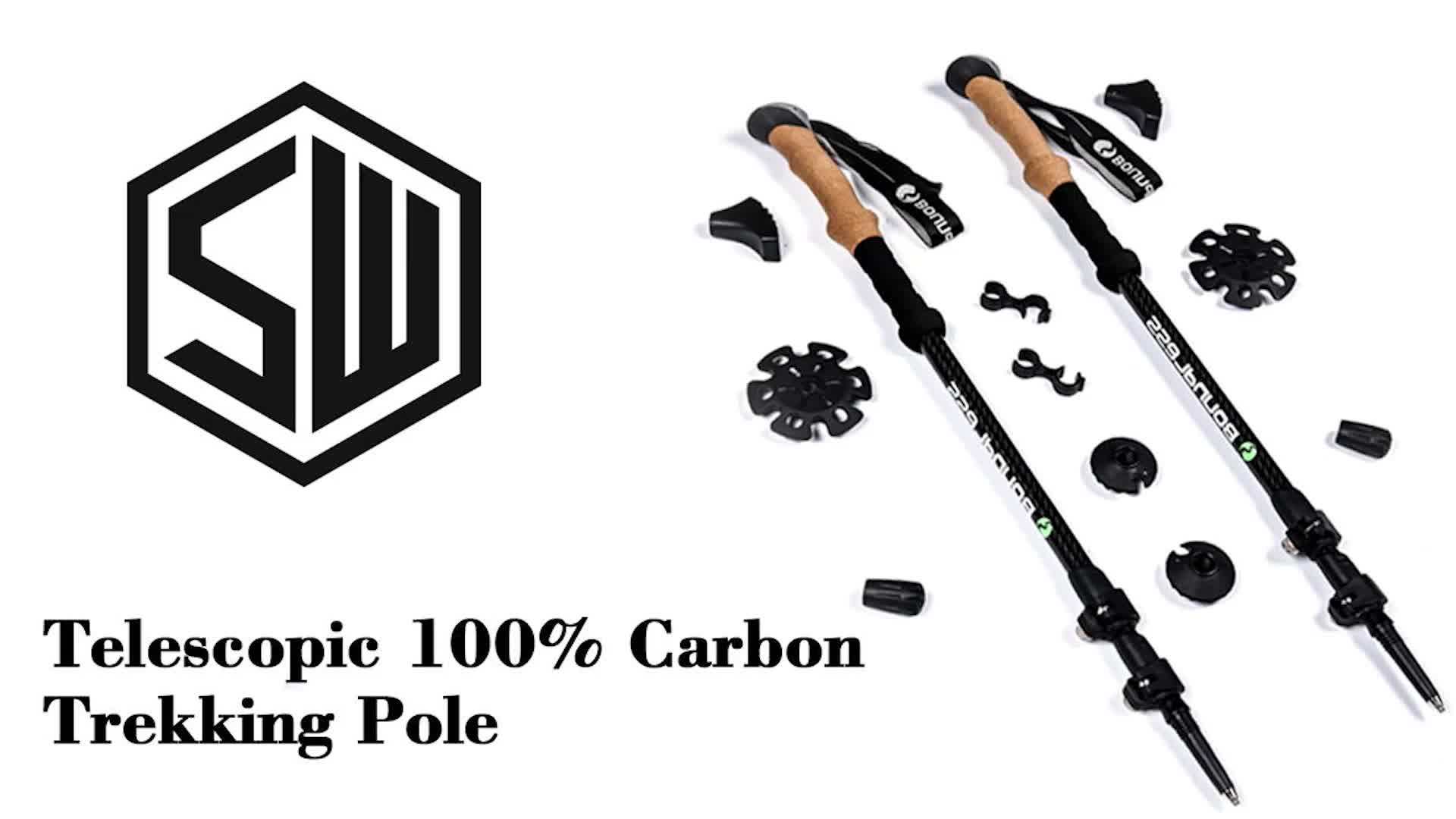 New Style Best Quality 3k100 Carbon Fiber Trekking Poles Hiking Sticks