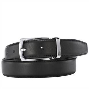 男士商务窄款针扣真皮腰带哑光平纹简约正装皮带29mm