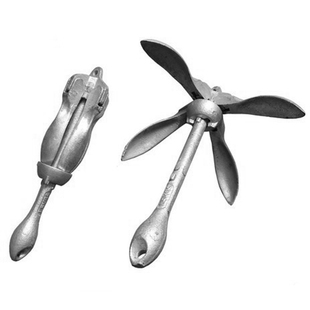 船锚钓鱼船专用品橡皮艇充气船碳钢镀锌防锈可折叠船锚送锚绳包邮