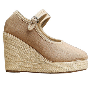 轻便布鞋女民族风女鞋原创手工女鞋超高跟绣花鞋坡跟一带高跟布鞋