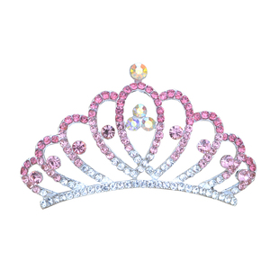 韩版皇冠头饰儿童公主可爱发梳小女孩王冠舞台表演出水钻生日发卡