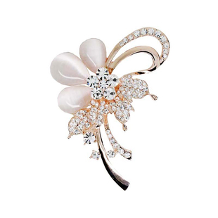 教师节胸花韩版大花朵猫眼石三瓣花西服胸针女士水钻披肩扣别针