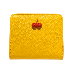 黄色钱包招财 短款真皮两折超薄2025新款钱夹折叠ins简约时尚女小