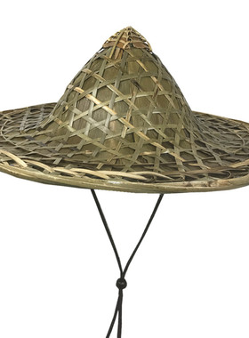 竹编防晒斗笠手工粽叶农民草帽