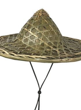 竹编防晒斗笠手工粽叶农民草帽