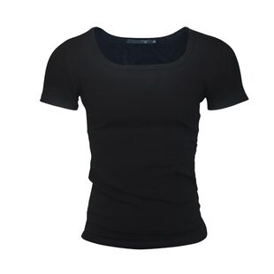 短袖t恤大领口男低领精神小伙修身弹力打底衫方领长袖大圆领T恤男