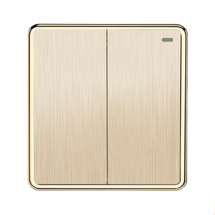 86型墙壁开关插座金色拉丝二开双控开关家用双开双控暗装家用