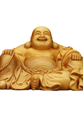 精品小叶黄杨弥勒佛汽车红木摆件