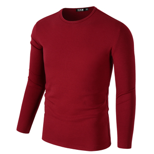 新款男士长袖t恤圆领男装加绒加厚秋衣紧身纯棉打底衫修身体恤潮