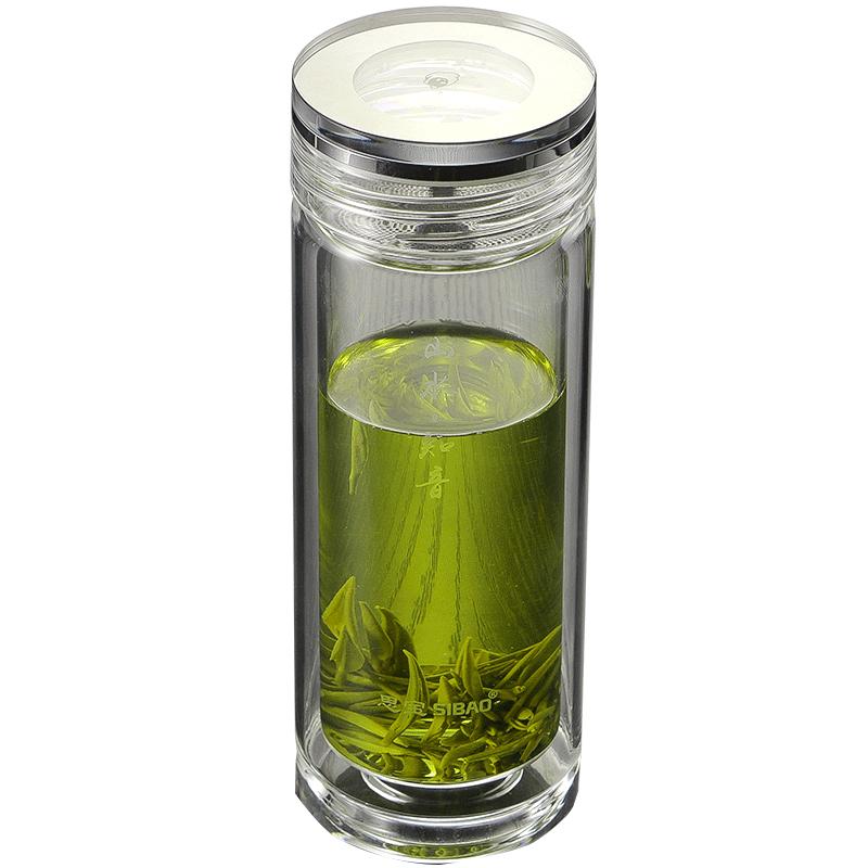 思宝山水知音双层隔热水晶茶杯